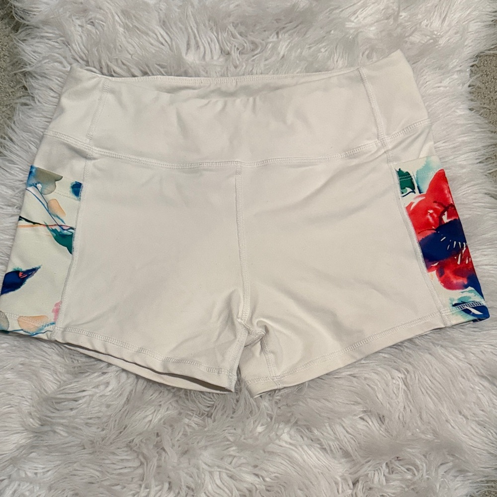 Women's Floral Accent White Spandex - Small